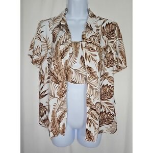 Better Together Women's Floral Short Sleeve Blouse & Bandeau Set - Size Medium